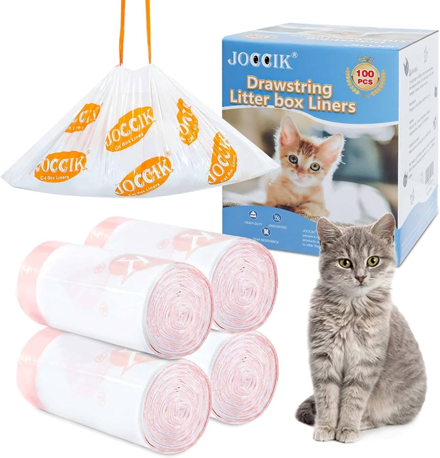 Drawstring litter box liners